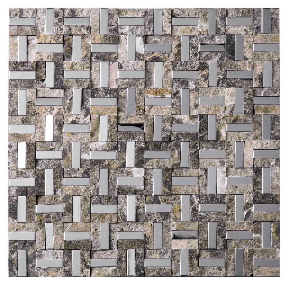 Silver Brick Brown 12.01 in. x 12.01 in. Brick Joint Polished Marble Mosaic Tile (10.1 sq. ft./Case) price history on PriceWatchPro