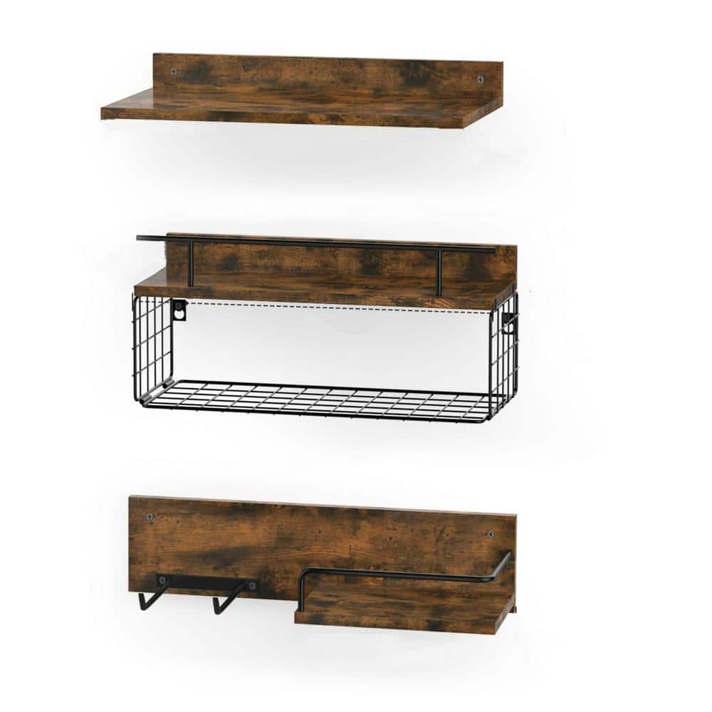 15.7 in. W x 5.1 in. D Brown Decorative Wall Shelf, Bathroom Shelves Over T