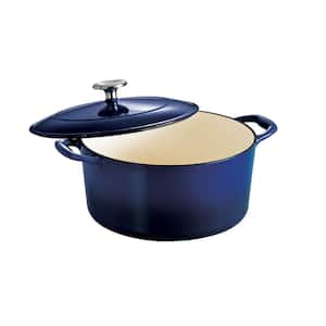 Gourmet 5.5 qt. Round Enameled Cast Iron Dutch Oven in Gradated Cobalt with Lid