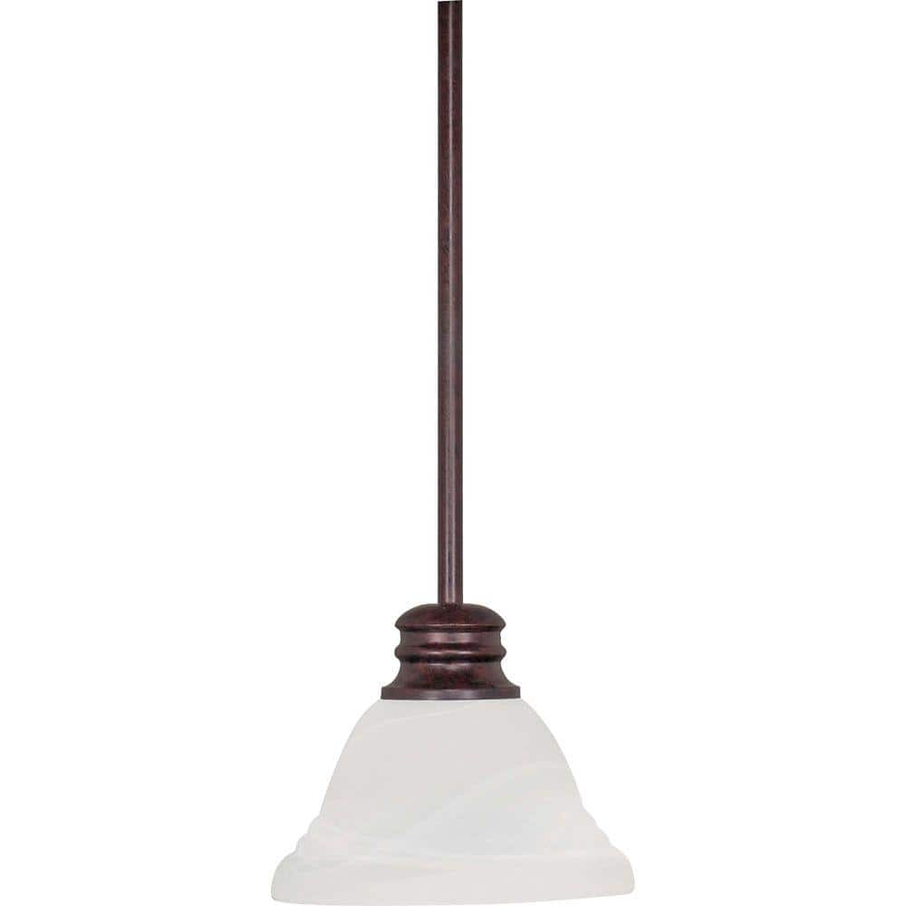 SATCO Empire 100-Watt 1-Light Old Bronze Shaded Mini Pendant Light