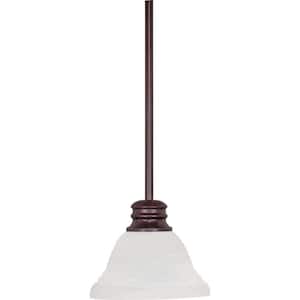 Empire 100-Watt 1-Light Old Bronze Shaded Mini Pendant Light with Alabaster Glass Shade. No Bulbs Included