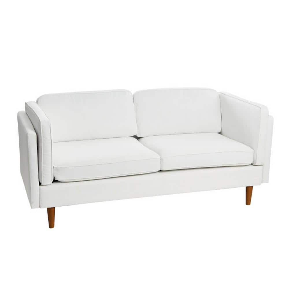 3R studios Atley Modern Upholstered High Sided Sofa with Solid Wood Legs, Coastal White