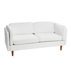 Atley Modern Upholstered High Sided Sofa with Solid Wood Legs, Coastal White