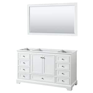Deborah 59.25 in. W x 21.5 in. D Vanity Cabinet with 58 in. Mirror in White