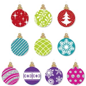 Hanging Colorful Ornaments Outdoor Holiday and Christmas Hanging Porch and Tree Yard Decorations (10-Pieces)
