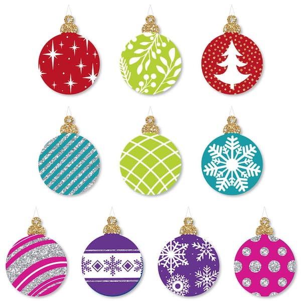 Big Dot of Happiness Hanging Colorful Ornaments Outdoor Holiday ...