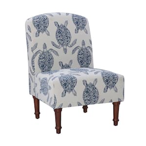 Tenzin Accent Navy and Cream Fabric Side Chair