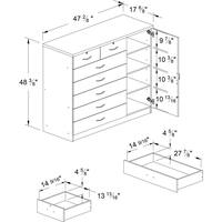 7-Drawer Black Chest of Drawers with Door
