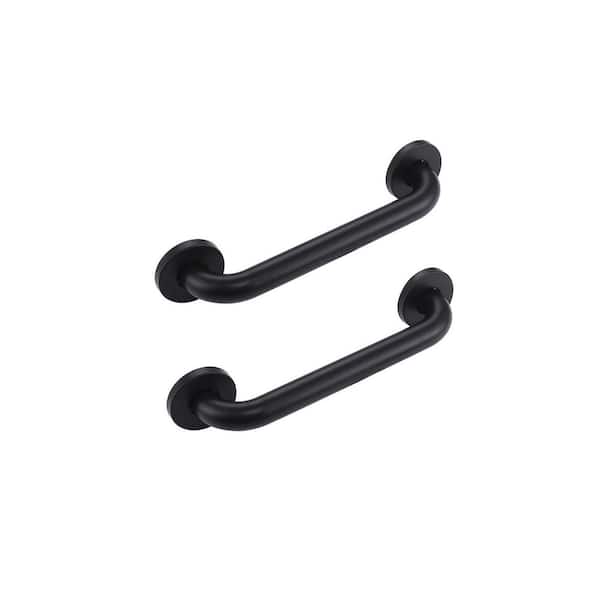 12 in. L Textured Shower Grab Bars for Seniors Handicap Safety Handles with Concealed Screws for Elderly in Black 2-Pack