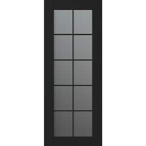 Vona 10-Lite 24 in. x 80 in. No Bore Solid Core Frosted Glass and Black Matte Wood Composite Interior Door Slab