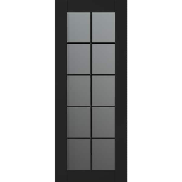 Vona 10 Lite 36 in. x 80 in. No Bore Solid Core Frosted Glass And Black Matte Wood Composite Interior Door Slab