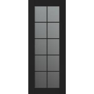 Vona 10-Lite 28 in. W. x 84 in. No Bore Solid Core Frosted Glass and Black Matte Wood Composite Interior Door Slab