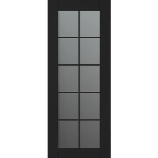 Belldinni Vona 10-Lite 36 in. x 84 in. No Bore Solid Core Frosted Glass and Black Matte Wood Composite Interior Door Slab