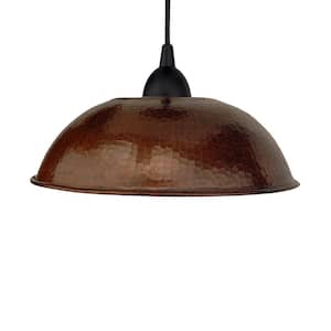 1-Light Hammered Copper Ceiling Mount Dome Pendant in Oil Rubbed Bronze