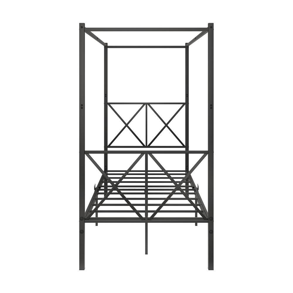 Uixe 39.76 in Black Metal Frame Twin Canopy Bed with X Shaped Frame FOP747EBK1 The Home Depot