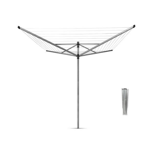 Brabantia 116 in. x 116 in. Retractable Outdoor Rotary Clothesline Lift-O-Matic with Ground Spike - Steel
