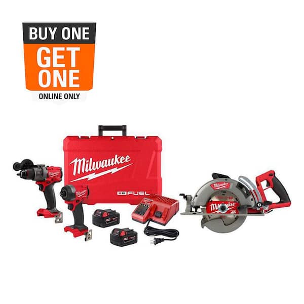 Milwaukee M18 FUEL 18-V Li-Ion Brushless Cordless Hammer Drill and Impact Driver Combo Kit (2-Tool) with 7-1/4 in. Circular Saw