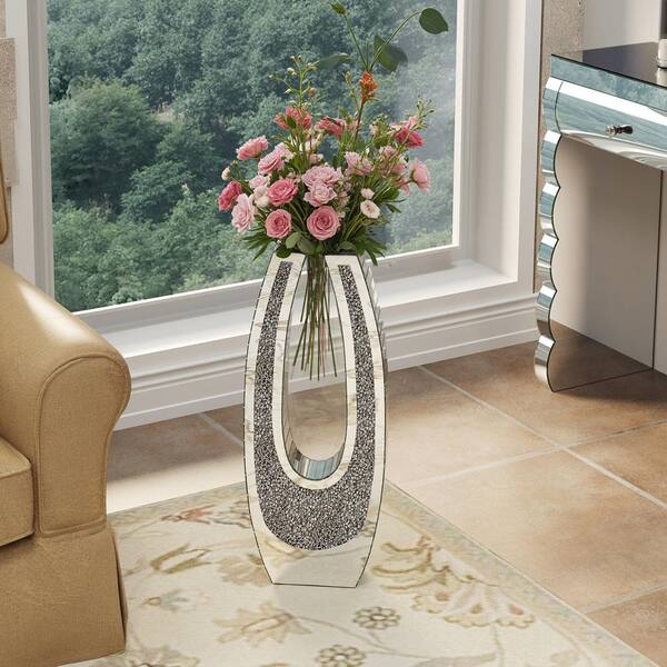 24.01 in. Cylinder Silver Transparent Tempered Glass Diamond