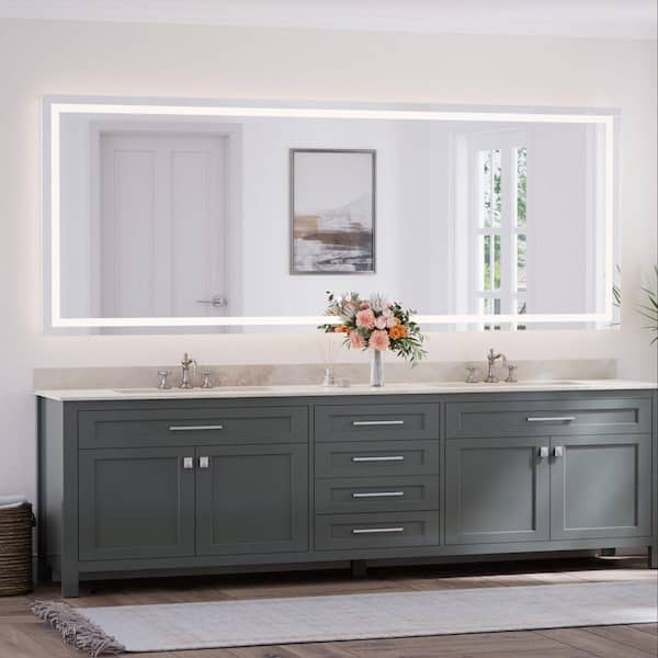 KeonJinn 96 in. W x 36 in. H Rectangular Frameless LED Lighted