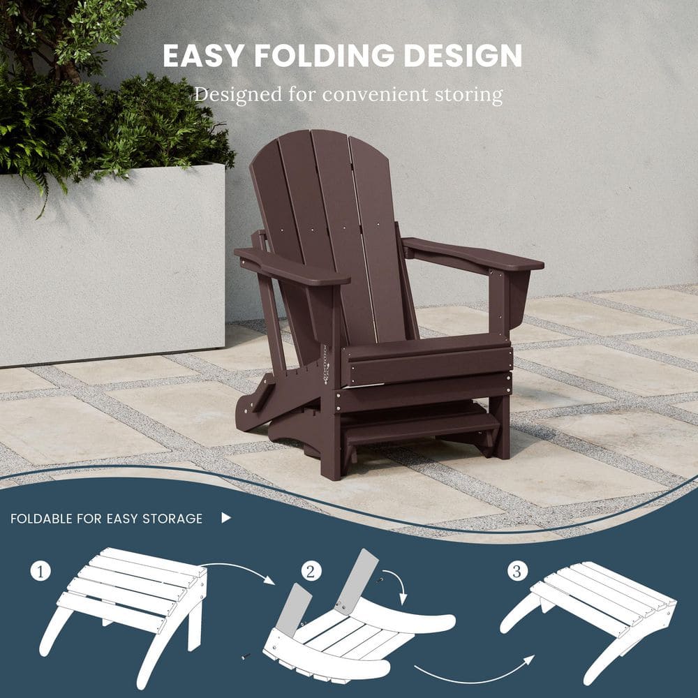 Dark Brown HDPE Foldable Outdoor Patio Ottoman
