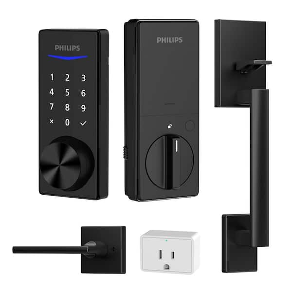 Bluetooth Touchscreen Smart Deadbolt with Wi-Fi Bridge and Handle – Matte Black