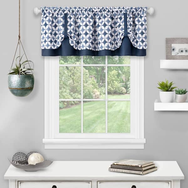 ACHIM Callie 14 in. L Polyester Window Curtain Valance in Navy