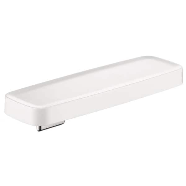 Hansgrohe Axor Bouroullec 15.75 in. L x 4.38 in. H x 15.75 in. W Wall-Mount Large Bathroom Shelf in White/Chrome