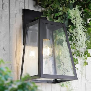 Pasadena 9 in. Black LED Outdoor Wall Lantern Sconce Iron/Glass Modern Industrial Angled