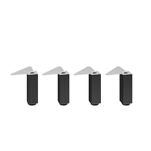 5 15/16 in. (150 mm) Matte Black Metal Square Furniture Leg with Leveling Glide (4-Pack)