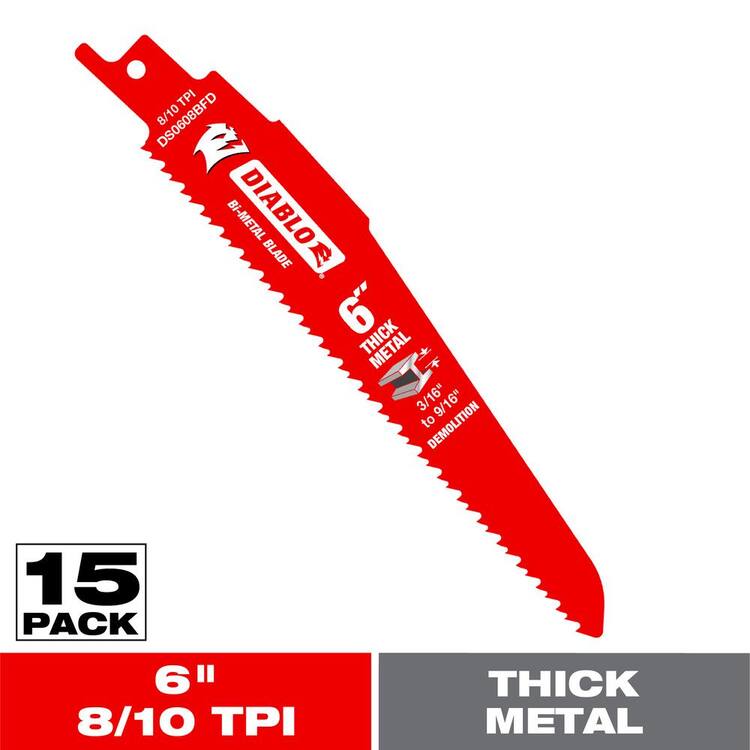 DIABLO 9 in. 8/10 TPI Bi-Metal Reciprocating Saw Blades for Thick Metal