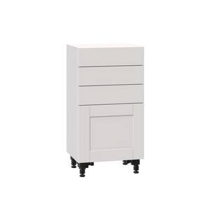 Shaker Assembled 18x34.5x14 in. Shallow Base Cabinet with Three 5 in. Metal Drawer Box in Vanilla White