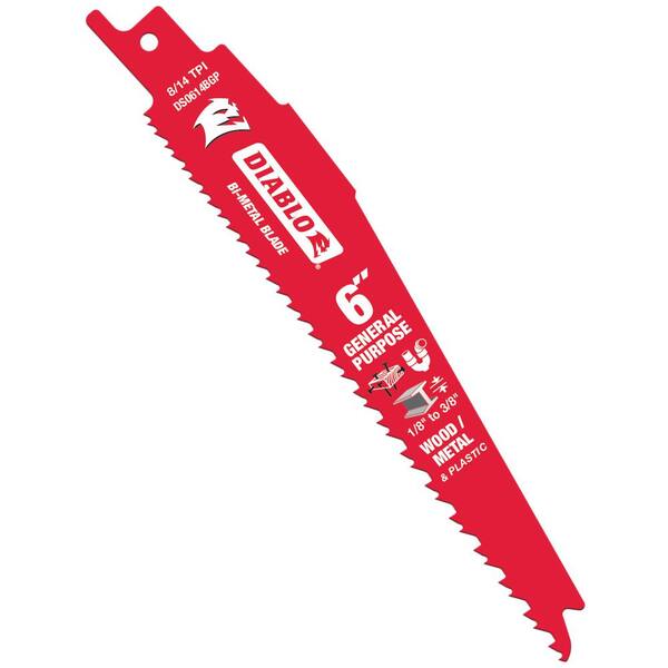 DIABLO 6 in. 8 14 TPI Demo Demon Bi Metal Reciprocating Saw Blades