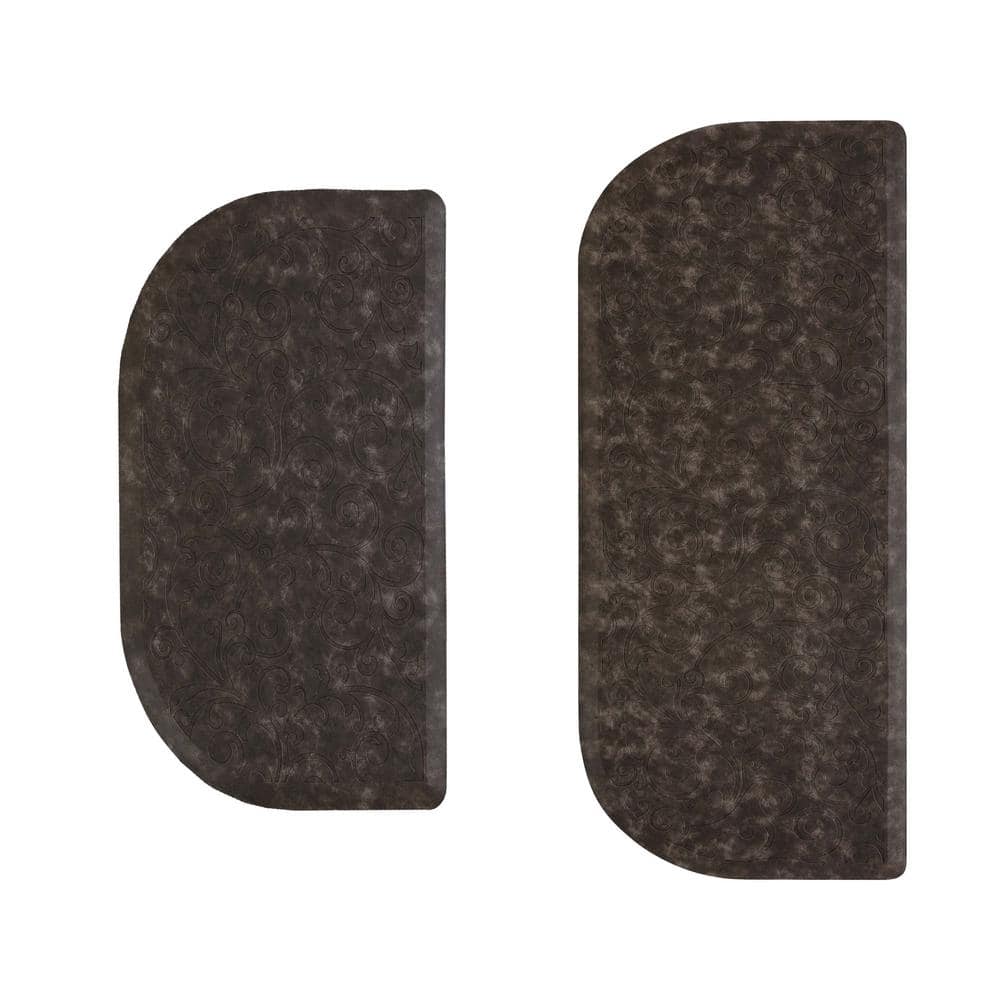 Dark Gray Foam Core Kitchen Mat Set, 17.5x48 and 17.5x28