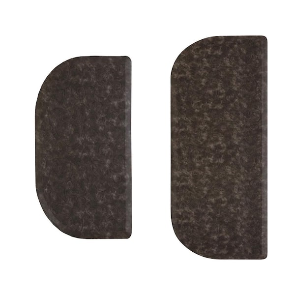 Chef Gear Clarance Gray 17.5 in. x 48 in. Floral Synthetic 2-Piece Kitchen Mat Set