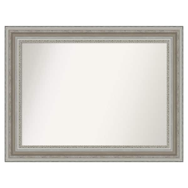 Amanti Art Parlor Silver 33.5 in. x 25.5 in. Cusom Non-Beveled Framed Bathroom Vanity Wall Mirror