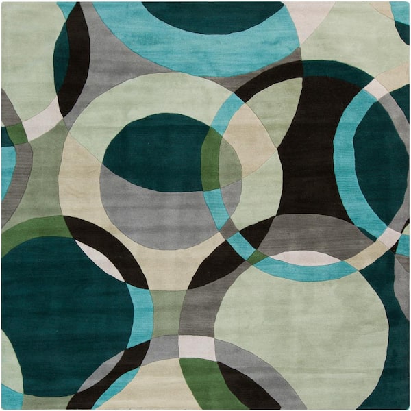 Seletar Hunter Green 6 ft. x 6 ft. Square Geometric Area Rug
