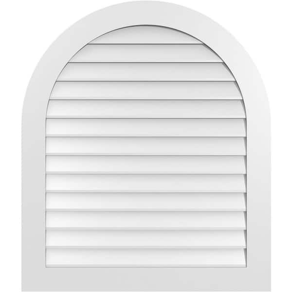Ekena Millwork 36" x 42" Round Top Surface Mount PVC Gable Vent: Non-Functional with Standard Frame