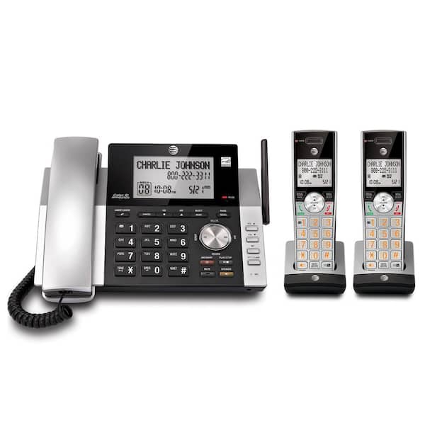 AT and T DECT 6.0 Expandable Cordless Phone with Answering System and Caller ID, Silver/Black with 2 Handsets