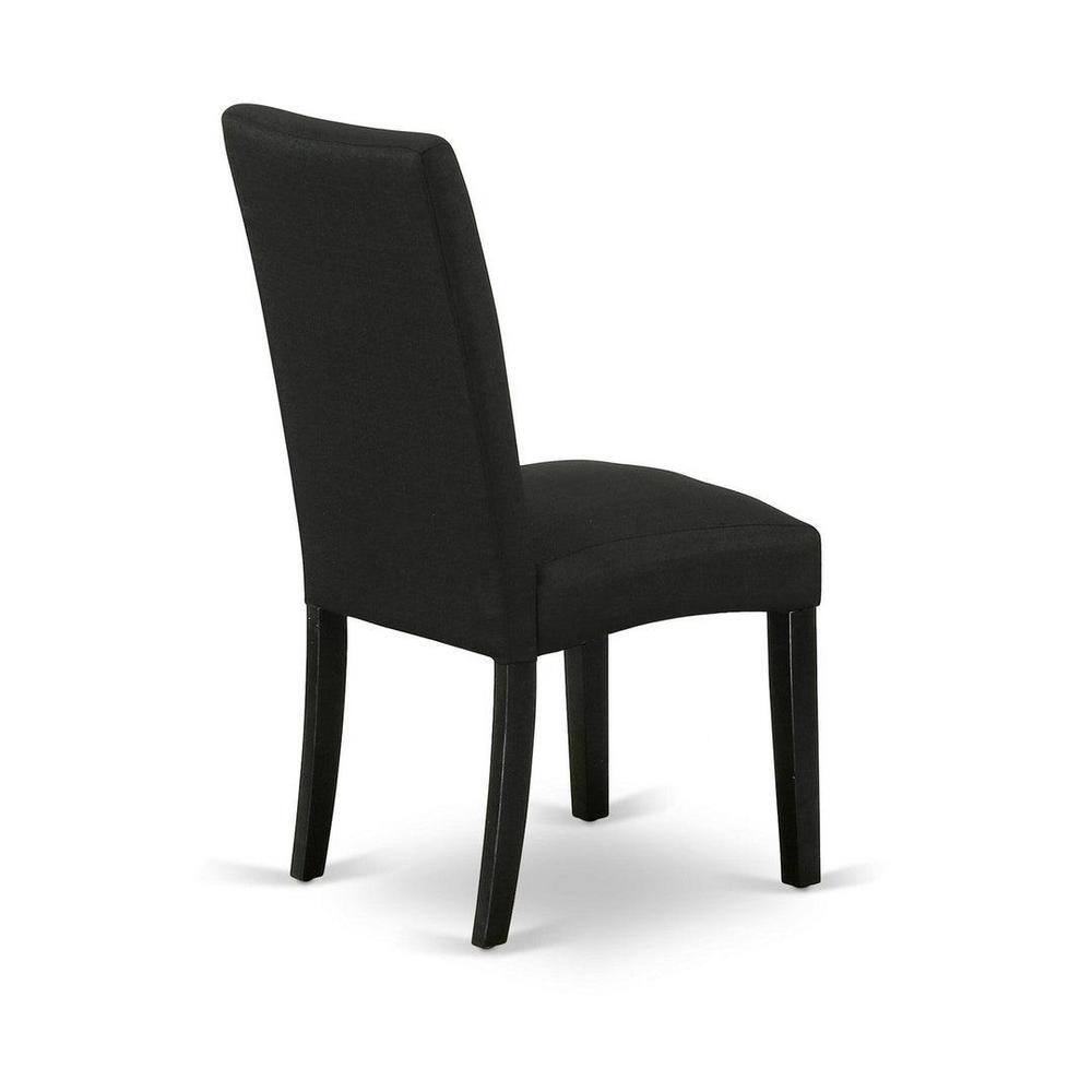 Sophisticated Black 5-Piece Round Dining Set with Linen Chairs