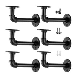 Black Industrial Pipe Shelf Brackets for 8,10,12,14 in. Board (6-Pack)