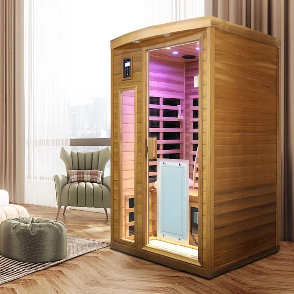 tunuo Low EMF 1-Person Far Infrared Red Cedar Deluxe Indoor Sauna