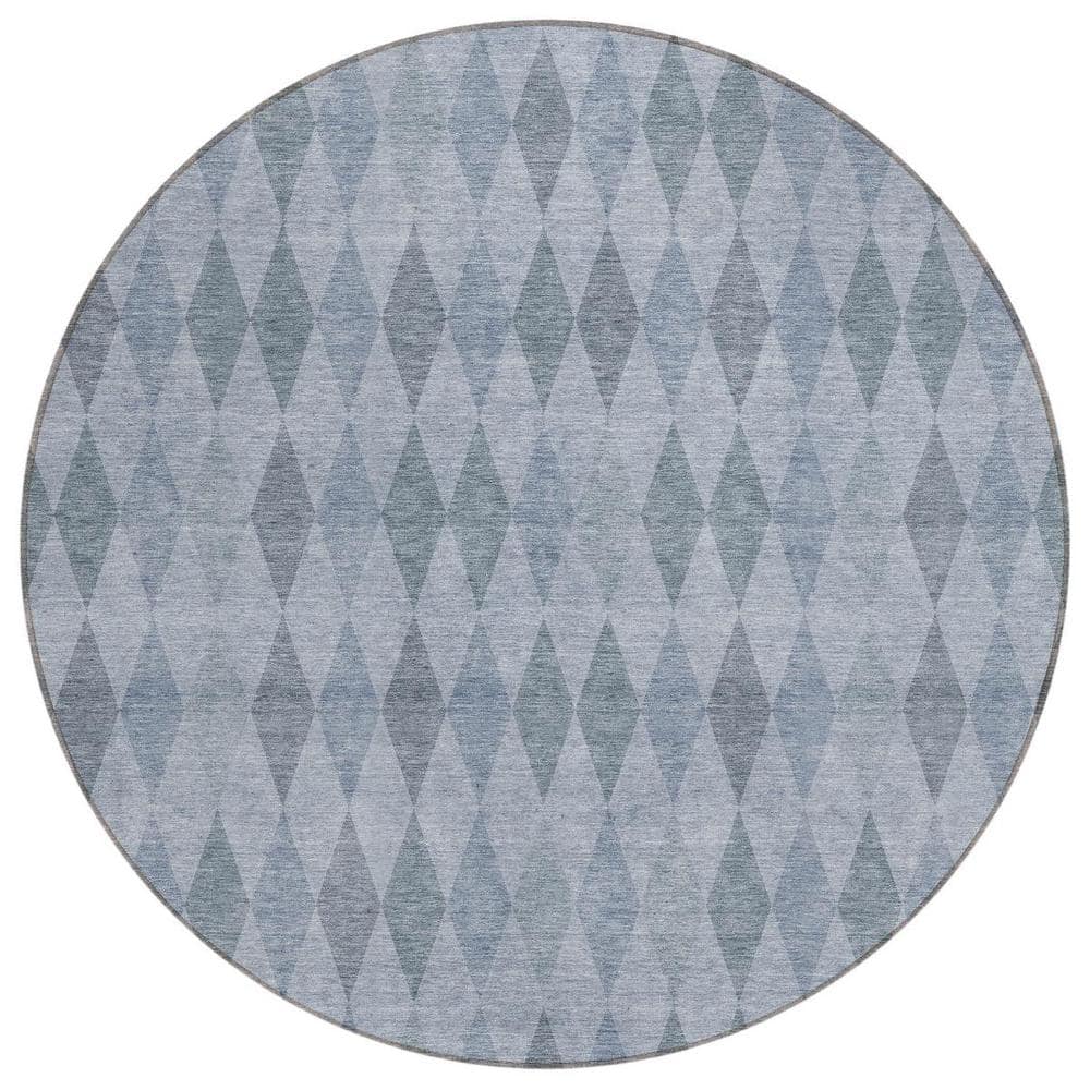 Denim Blue 8 ft. Round Woven Geometric Round Indoor/Outdoor Area Rug price history on PriceWatchPro