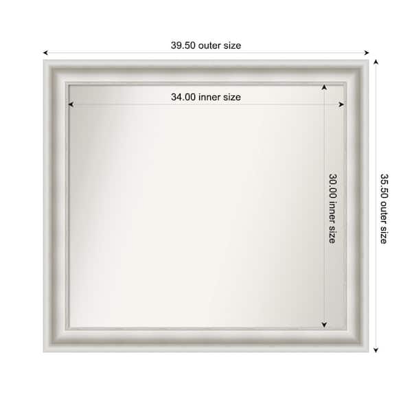 Amanti Art Parlor White 39.5 in. W x 35.5 in. H Custom Non-Beveled Recycled Polystyrene Framed Bathroom Vanity Wall Mirror