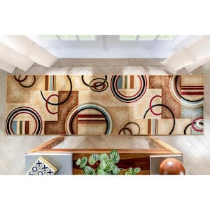 Barclay Arcs and Shapes Ivory 2 ft. x 7 ft. Modern Geometric Runner Rug