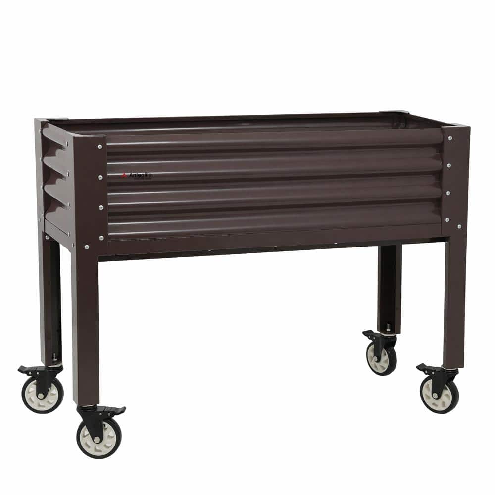 CaféBronze Elevated Raised Garden Bed with Lockable Wheels, 48x18x35 in Galvanized Steel Planter Box with Legs, price history on PriceWatchPro