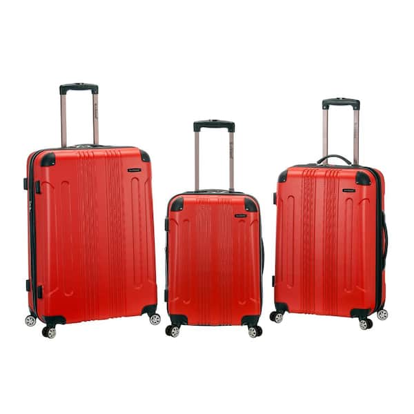 Rockland London 3-Piece Hardside Spinner Luggage Set, Red