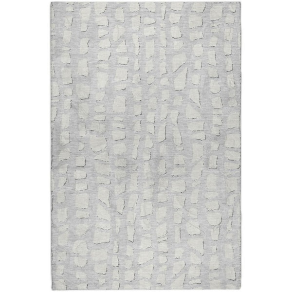Dream Shag Premium Machine Washable Abstract ADS754 Silver 8 ft. x 10 ft. Area Rug