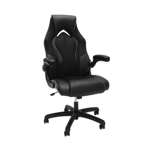 OFM Essentials Collection Black High-Back Racing Style Bonded Leather Gaming Chair (ESS-3086-BLK)