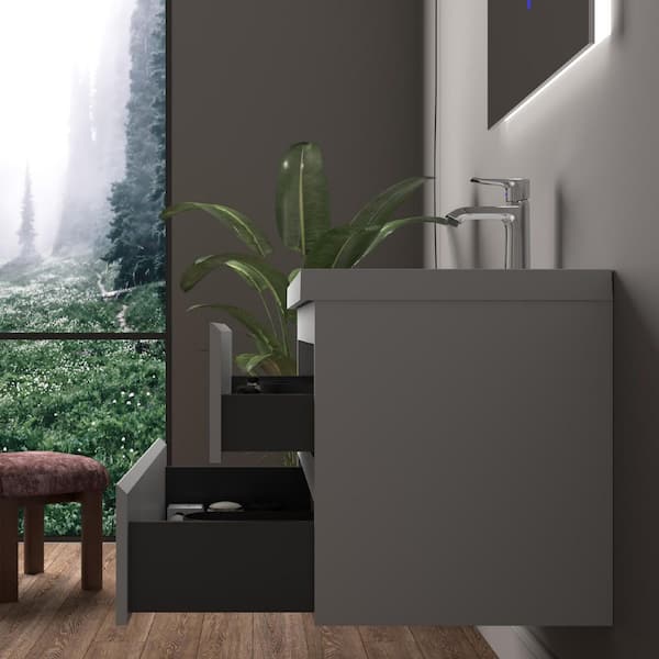 TONA Angela 36 in. Single HG. White Bath Vanity Wall-mounted