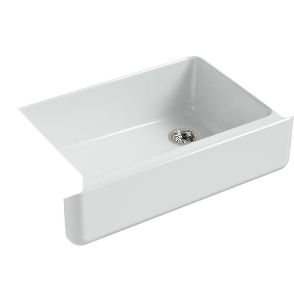 KOHLER Whitehaven Farmhouse Apron Front Self-Trimming Cast Iron 33 in. Single Bowl Kitchen Sink in Ice Grey